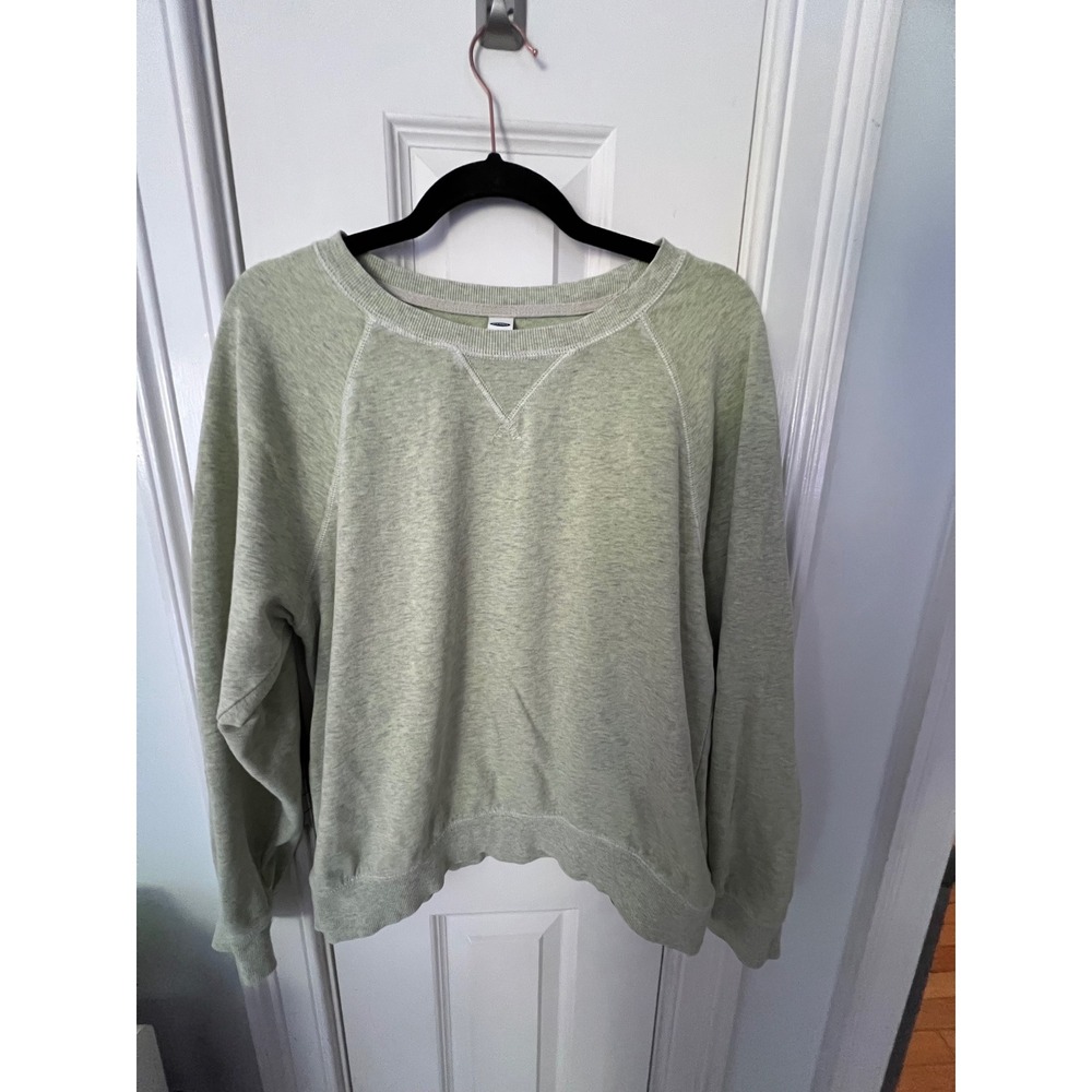 Old Navy Womens Raglan Sweatshirt Sage Green Heather Crewneck Size L 0515